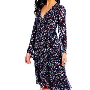 Betsy Johnson Women’s Navy True Wrap hi lo Whimsical Polka Dot Maxi DressSize 10